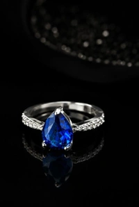 AMERICAN DIAMOND FINGER RING - Adjustable, White, Baby Pink, Blue