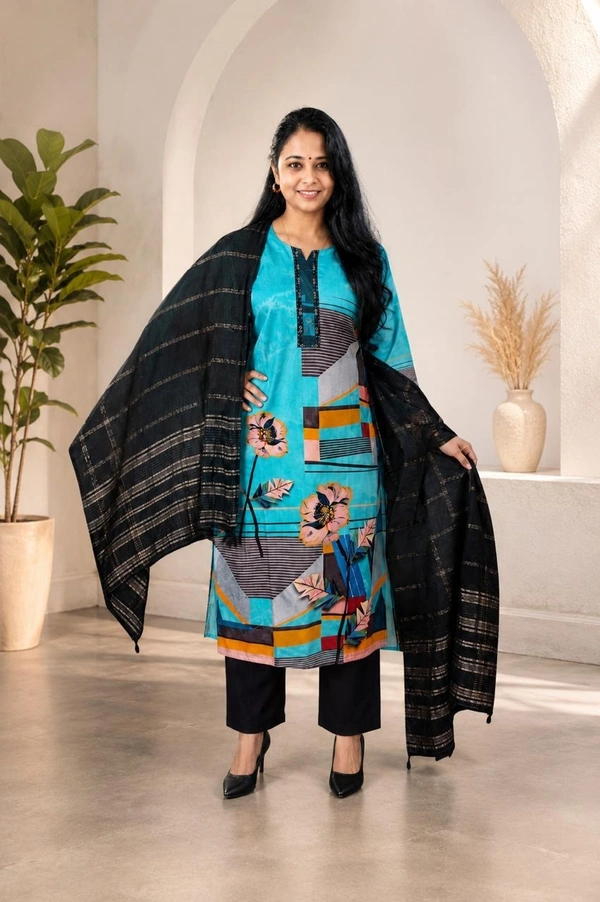 Floral Printed Kurta set With Dupatta In Different Colors - XL, Different colours
