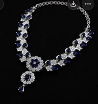 ELEGANT FLORAL AMERICAN DIAMOND NECKLACE SET - Purple, Blue