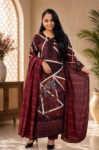 Floral Printed Kurta set With Dupatta In Different Colors - XL, Different colours