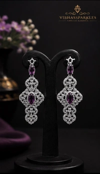 LUXURY AMERICAN DIAMOND PURPLE STONE CHOKER SET - Purple