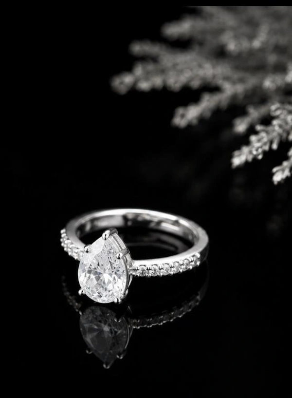 AMERICAN DIAMOND FINGER RING - Adjustable, White, Baby Pink, Blue