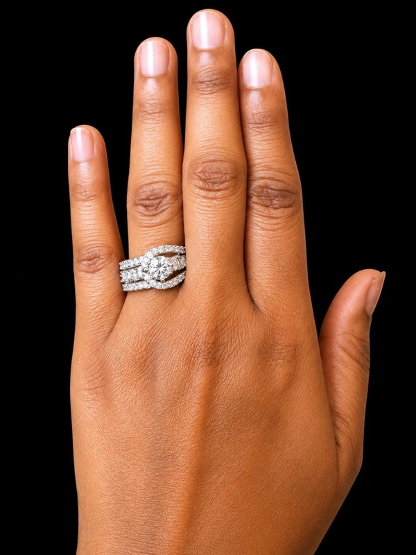 LUXURY AMERICAN DIAMOND FINGER RING - Adjustable, White