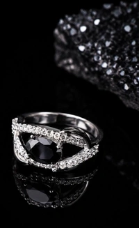AMERICAN DIAMOND FINGER RING - Adjustable, white, Black, Mint Blue