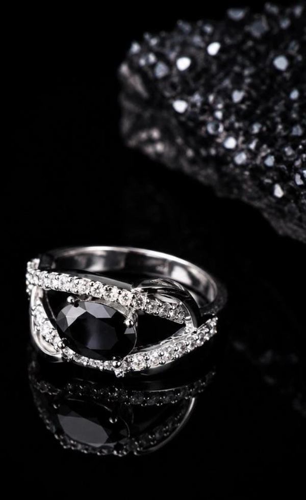 AMERICAN DIAMOND FINGER RING - Adjustable, white, Black, Mint Blue