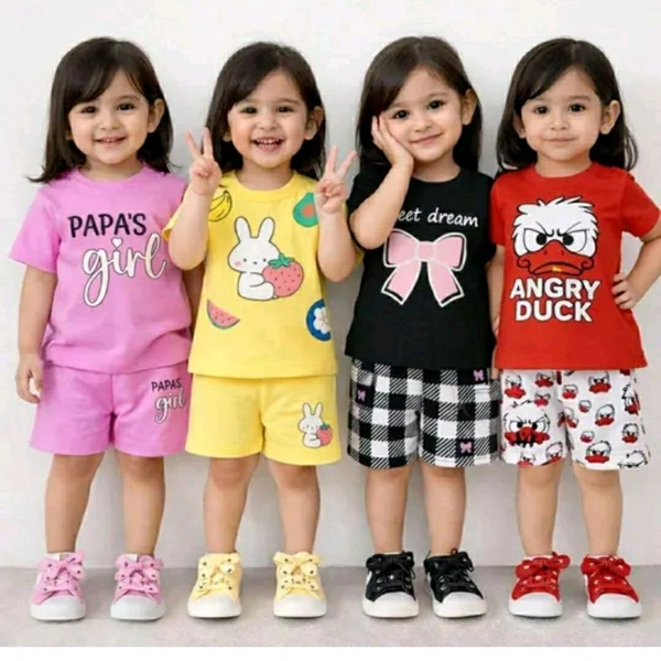Pack / 4 - Cute Baby Dress Girls Top T Shirt With Bottom