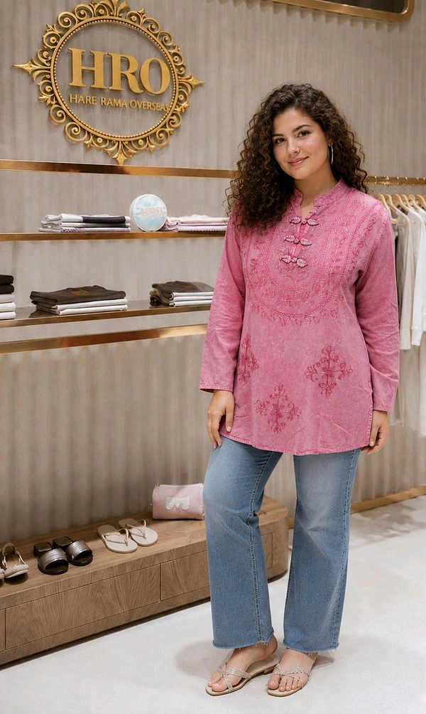 🌿 Boho-Inspired Embroidered Top 🌿 - Free Size UpTo 44, Bright Red