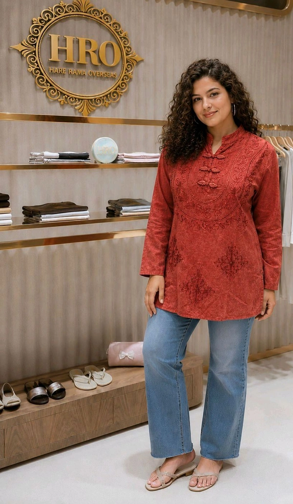 🌿 Boho-Inspired Embroidered Top 🌿 - Free Size UpTo 44, Wild Watermelon