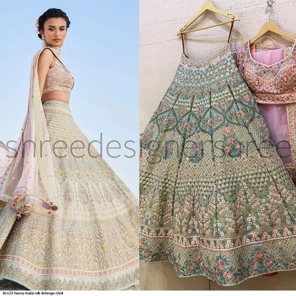 Heavy Malay Silk Semi Stitched Lehenga
