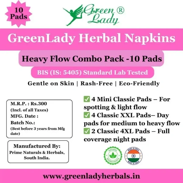 Heavy flow combo pack of 10 classic variety pads