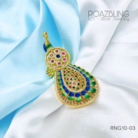 Fancy Peacock Adjustable Ring - 925 Silver