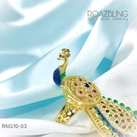 Fancy Peacock Adjustable Ring - 925 Silver