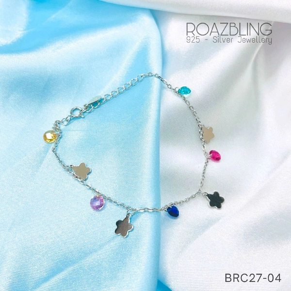 Colour Crystal Charms Bracelet - 925 Silver
