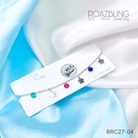 Colour Crystal Charms Bracelet - 925 Silver