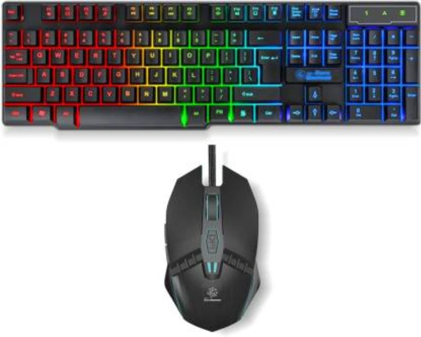 RPM Euro Games Gaming Keyboard and Mouse Combo | Keyboard - With 7 Color Backlit | Suspension Caps | Backlit | 104 Keys | Mouse - Upto 3200 DPI, 4 Levels|6 Buttons | 7 Color RGB Wired USB Gaming Keyboard (Black) Wired USB Gaming Keyboard (Black) - BLACK