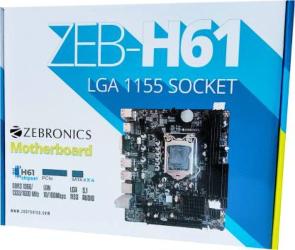 ZEBRONICS ZEB-H61 Motherboard (Black) - BLACK/GREEN/BROWN