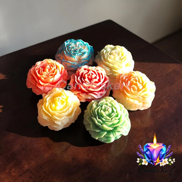 Sculpted Peony Flower Pillar Candle - Honeysuckle Dew