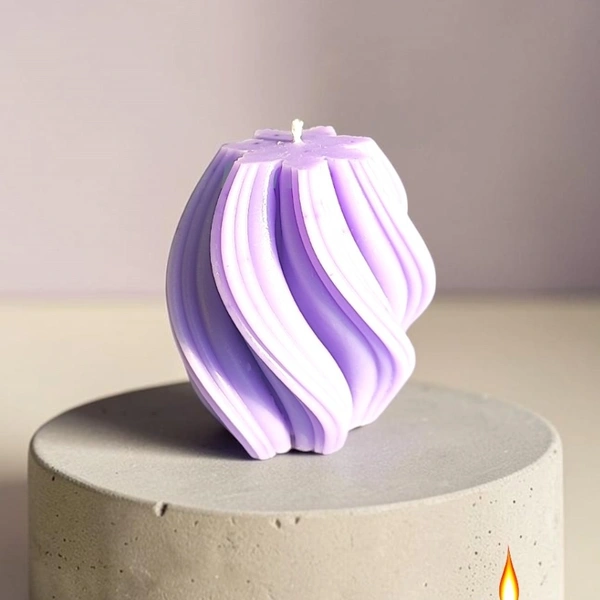 Swirl Twisted Pillar Candle - Lavender Fields