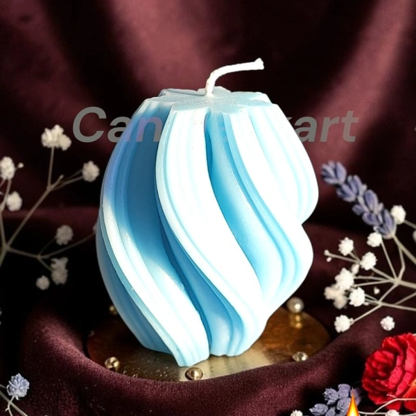 Elegant Swirl Twisted Pillar Candle - Honeysuckle Dew