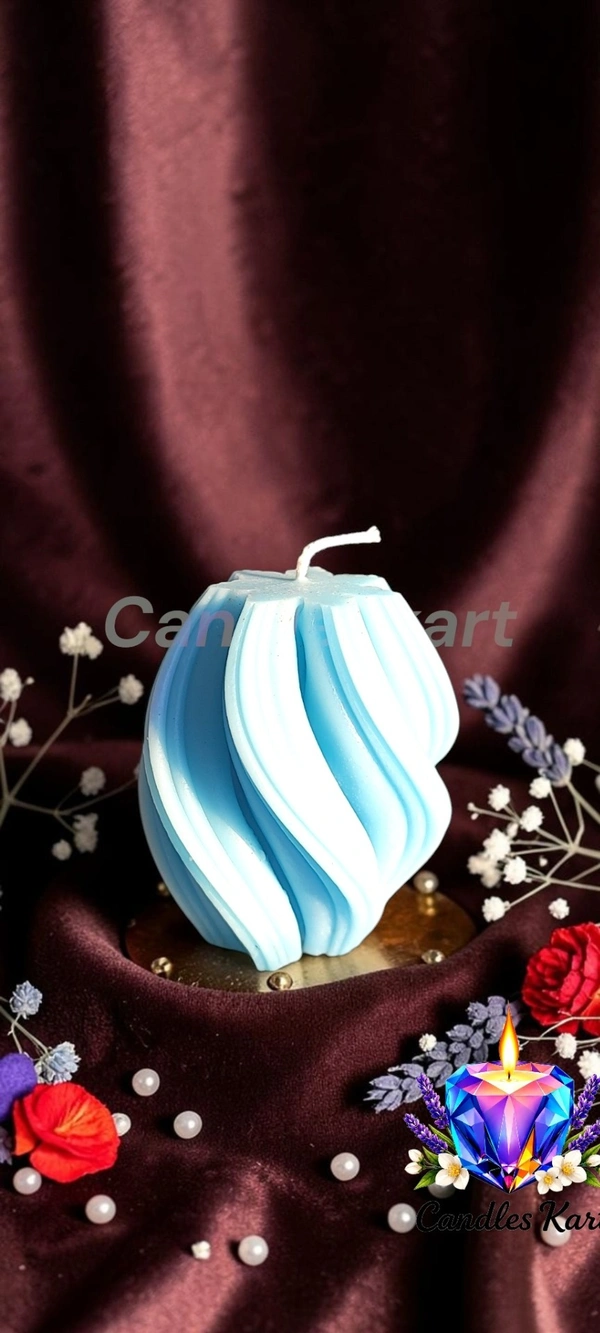Elegant Swirl Twisted Pillar Candle - Rose Water