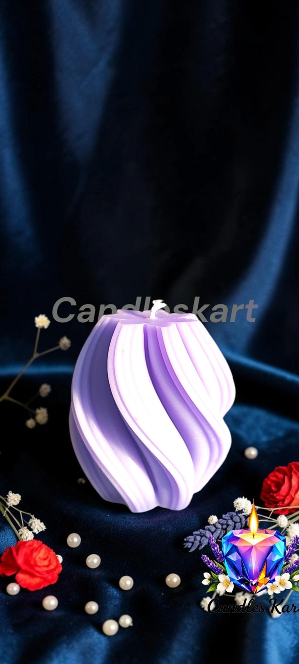 Elegant Swirl Twisted Pillar Candle - Honeysuckle Dew