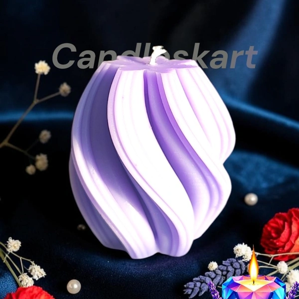 Elegant Swirl Twisted Pillar Candle - Rose Water