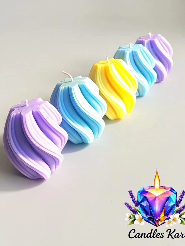 Twisted Swirl Pillar Candle - Lavender Fields