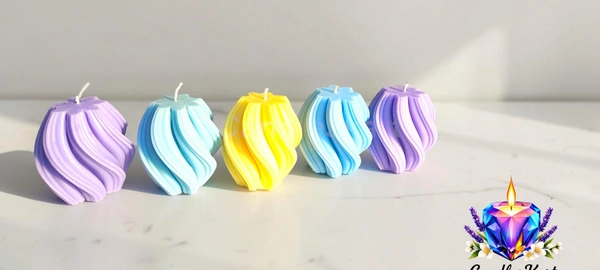 Twisted Swirl Pillar Candle - Lavender Fields