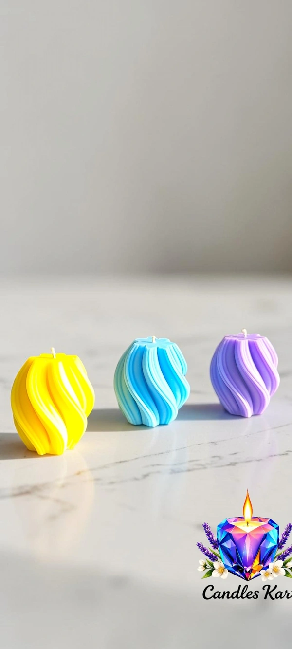 Elegant Swirl Twisted Pillar Candle - Honeysuckle Dew