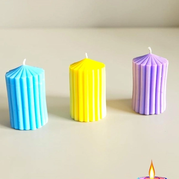 Classic Ribbed Pillar Candle ( Set of 3 ) - Honeysuckle Dew