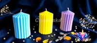 Classic Ribbed Pillar Candle ( Set of 3 ) - Lavender Fields
