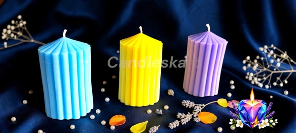 Classic Ribbed Pillar Candle ( Set of 3 ) - Honeysuckle Dew