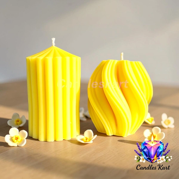 Geometric Pillar Candle Duo - Honeysuckle Dew