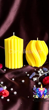Geometric Pillar Candle Duo - Lavender Fields
