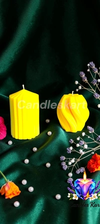 Geometric Pillar Candle Duo - Honeysuckle Dew
