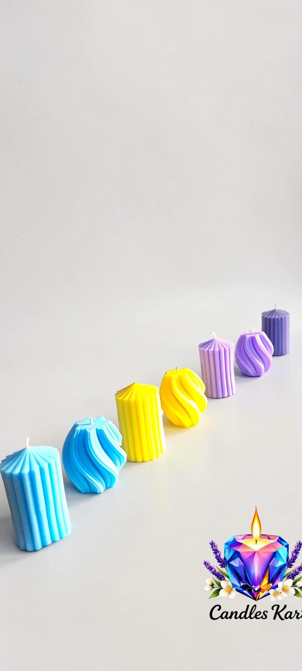 Geometric Pillar Candle Assortment - Lavender Fields