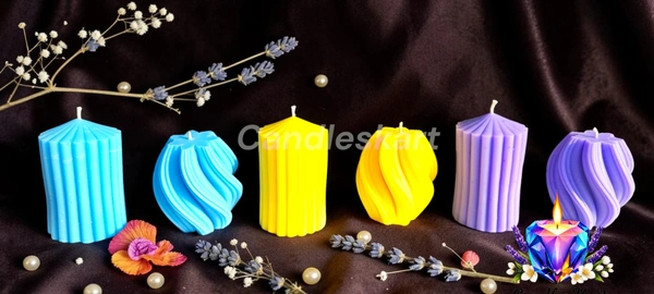 Geometric Pillar Candle Assortment - Rose Water