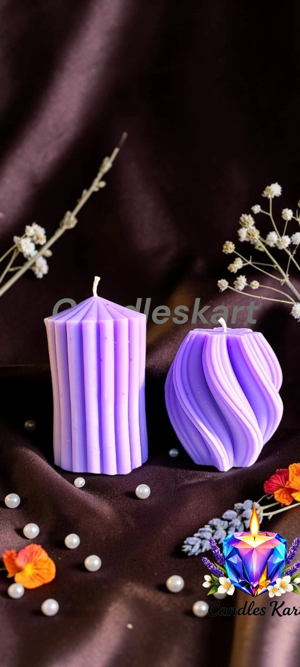 Geometric Pillar Candle Duo - Honeysuckle Dew