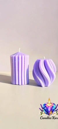 Geometric Pillar Candle Duo - Lavender Fields