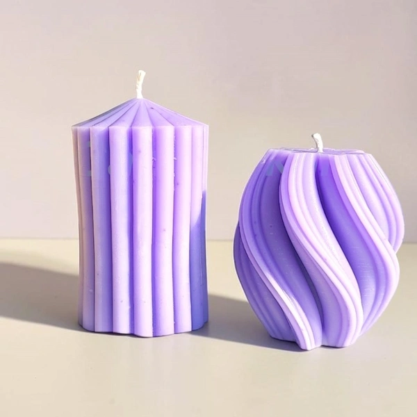 Geometric Pillar Candle Duo - Honeysuckle Dew