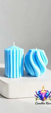 Geometric Pillar Candle Duo - Honeysuckle Dew