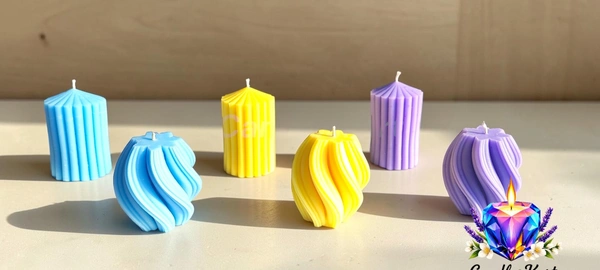 Geometric Pillar Candle Assortment - Rose Water