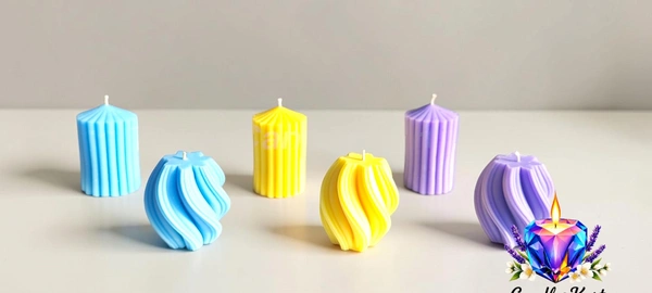 Geometric Pillar Candle Assortment - Rose Water