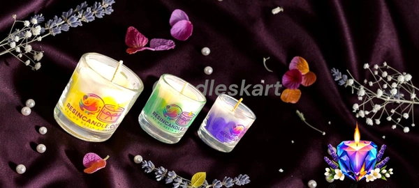 Resin Art Glass Jar Candle - Lavender Fields