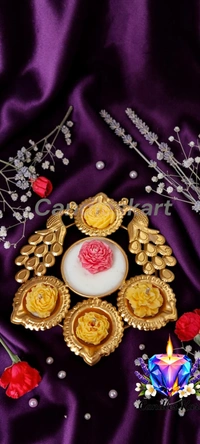 Royal Peacock Floral Diya Set - Honeysuckle Dew