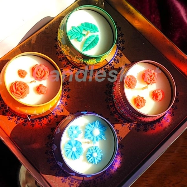Botanical Mandala Tin Candle Box - Honeysuckle Dew