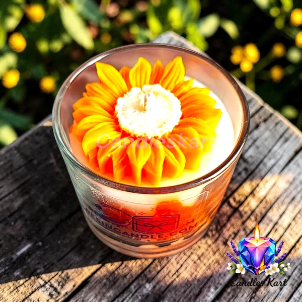 Sunburst Floral Glass Jar Candle - Rose Water