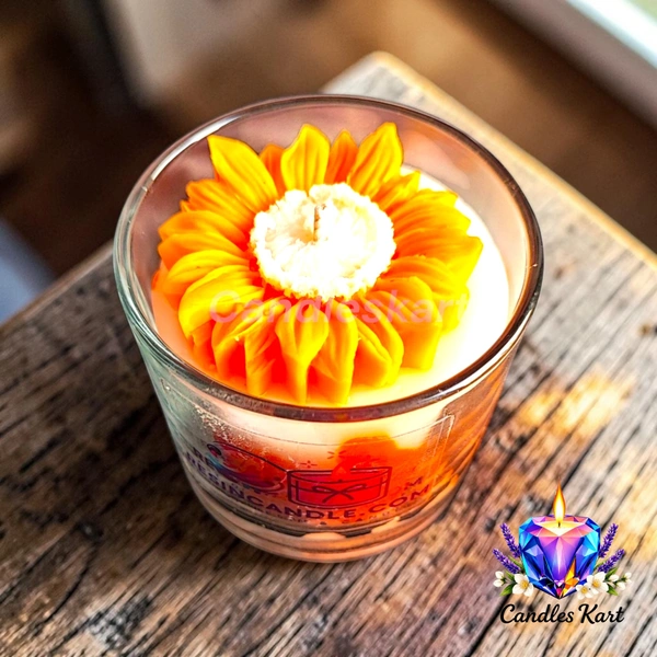 Sunburst Floral Glass Jar Candle - Vanilla Bean
