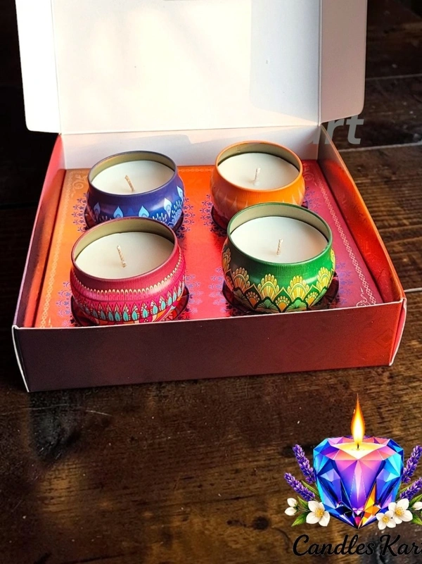 Classic Mandala Tin Candle Gift Set - Lavender Fields