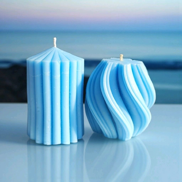 Scented Candles (Pillar & twisted Candle) - Set Of 2 - Midnight Jasmine